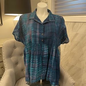 Lucky Brand Short Sleeve Collared Top